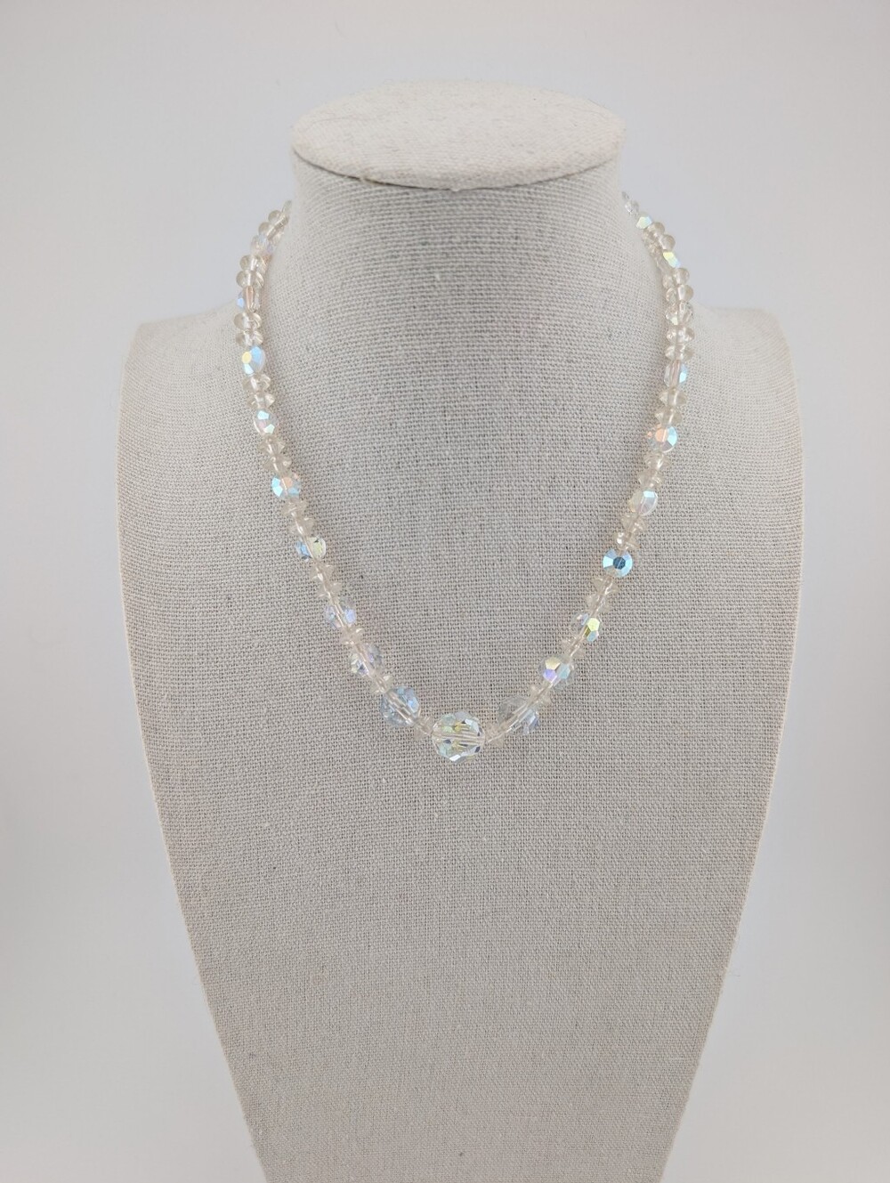 Vintage Aurora Borealis Crystal Glamorous Wedding Necklace